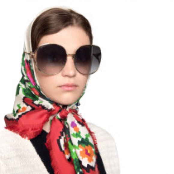 New-Gucci Oversized Gg0225s 001 63 - Gold Sunglasses